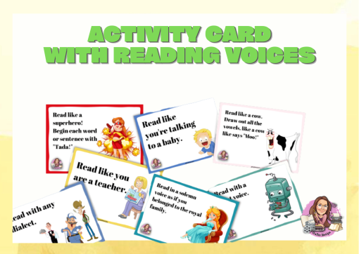 Reading voices are used to practice reading with fluency. Being able to read fluently is important for good reading skills and it is expected that students master this in other reading situations. This is one of several ways you can guide students in voice use and voice volume. Reading fluency means that the student can: •read the text quickly and correctly - automatic word recognition. •read with empathy - the right volume and voice, emphasize single words, and pay attention to which punctuation mark it is. We want students to be able to change their voice and volume depending on who is speaking in the text. If you want to be able to read aloud with empathy, you need to dare to challenge yourself and know your different "voices". Practicing both readings aloud and reading with empathy using different voices is important for many students. By using learning voices, students get to practice reading in different ways, with other voices. When you have an assignment card, it is often easier for students to challenge themselves.