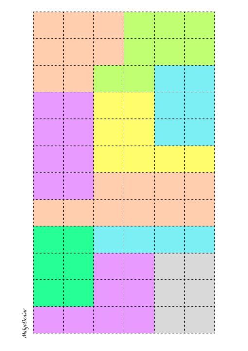 Bild av en svårare och större version av Tetrisinspirerat pussel med komplexa blockformationer.