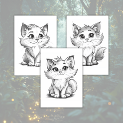 4 målarbilder med söta kattungar